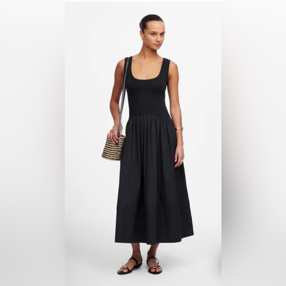 Madewell NWT Mixed Poplin Scoopneck Maxi Dress